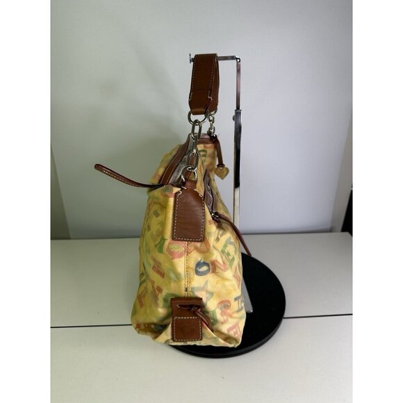 VTG Dooney & Bourke Colorful Alphabet Print Women's Bag (yellowed PVC) - Picture 3 of 13